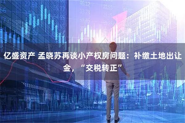 亿盛资产 孟晓苏再谈小产权房问题：补缴土地出让金，“交税转正”